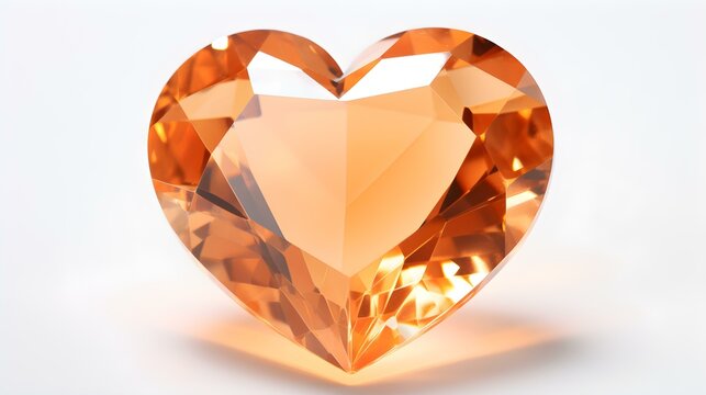 Light Orange Crystal Heart on White Background