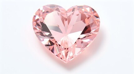 Light Pink Crystal Heart on White Background