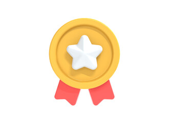 Star badge icon isolated on white background. 3D render illustration