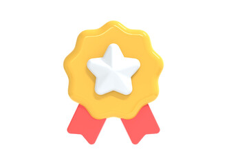 Star badge icon isolated on white background. 3D render illustration
