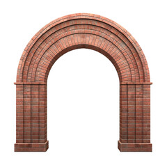 backdrop of brick wall arch door. display, showcase isolated on transparent background.
