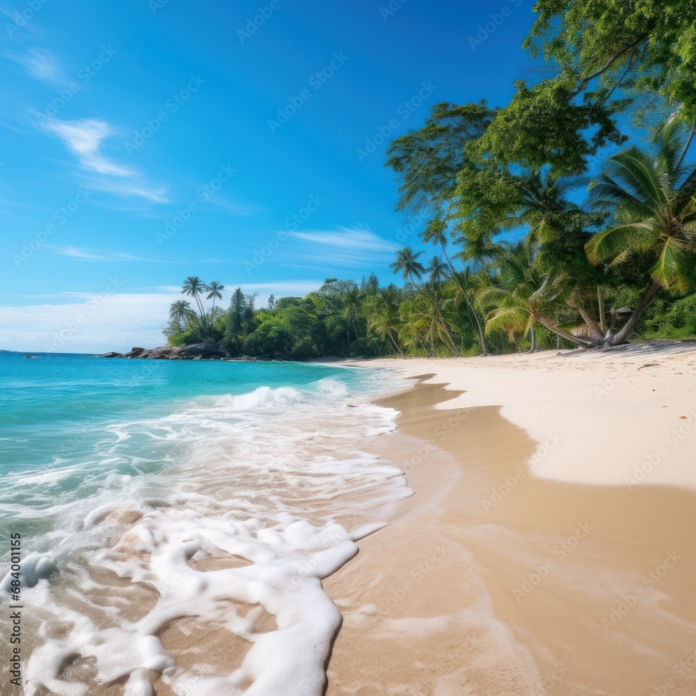 Wall mural beautiful tropical ocean coast, deserted