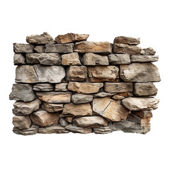 Old ancient stone wall isolated on transparent background. - obrazy, fototapety, plakaty