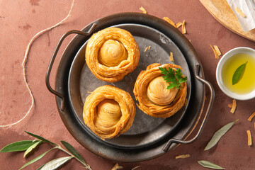 Covilhetes, pastries filled with Maronese veal meat, traditionally baked in black clay molds. Typical pastries of Vila Real, Portugal