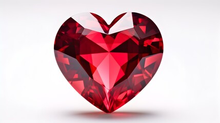 Ruby Crystal Heart on White Background