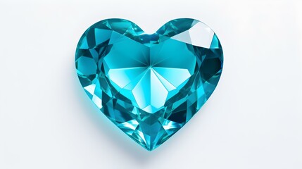 Turquoise Crystal Heart on White Background