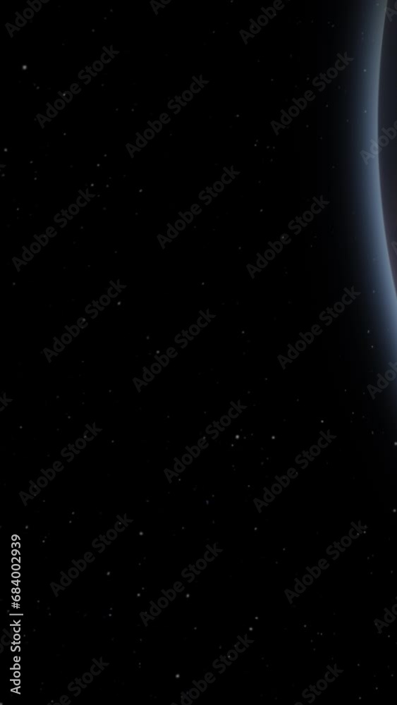 Wall mural giant gas planet in deep dark outer space. 3d animation and artistic concept of big jupiter-like ali