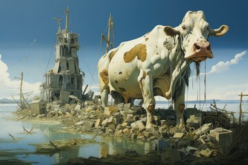 krowy na wypacie nowoczesnym - obrazy, fototapety, plakaty