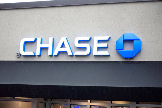Entrance to Chase Bank the consumer and commercial division of J. P. Morgan Chase. St Paul Minnesota MN USA