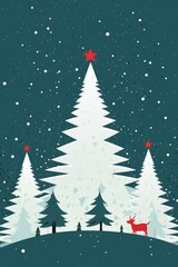 x'mas card christmas tree minimalistic design, ai