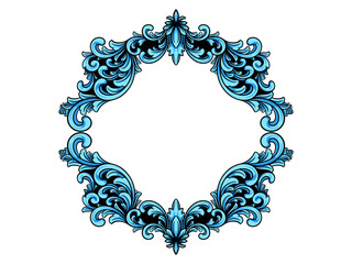 a blue ornamental border with a swirls