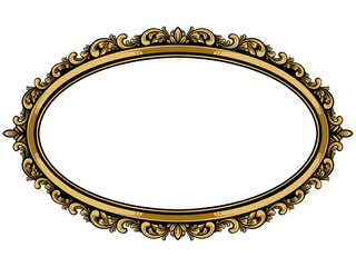 an oval frame with ornate design