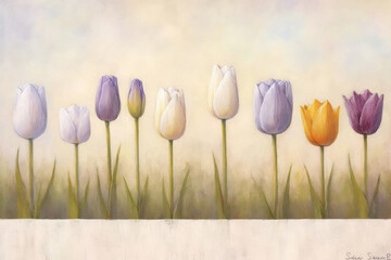 Pastel Dream: Tulips and Text Space