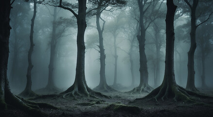 Ethereal Enchantment: Capturing the Mystique of Mysterious Foggy Wood - AI Generative