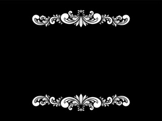 Fototapeta na wymiar a black and white floral frame on a black background