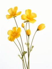 Stunning Burst of Yellow Blossoms: Nature's Beauty Against Stark White Background Generative AI