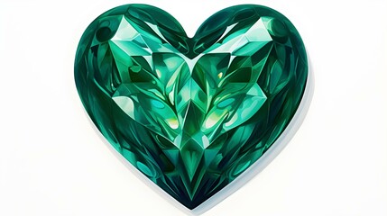 Fototapeta premium Hand Painted Emerald Heart on White Background
