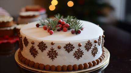 Obraz na płótnie Canvas yummy cake with christmas decoration
