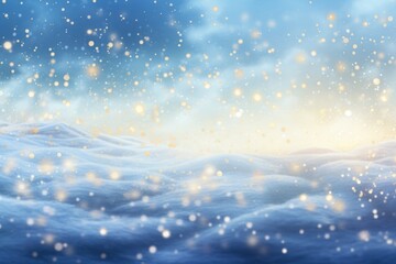 Enchanting Winter Wonderland: Mystical Snow Lights Amidst a Pristine White Blanket Generative AI