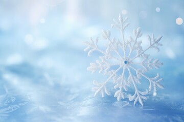 Mesmerizing Sparkle: The Intricate Beauty of a Glitter-Enhanced Snowflake against a Blue-White Backdrop Generative AI