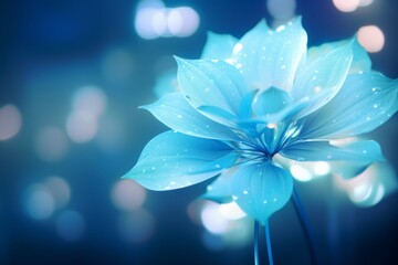 Mystical Sapphire Bloom: An Abstract Vision of Beauty in Bokeh Effect Generative AI