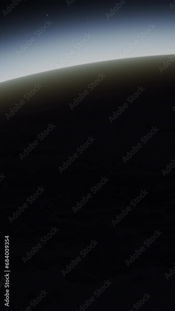 Wall mural giant gas planet in deep dark outer space. 3d animation and artistic concept of big jupiter-like ali