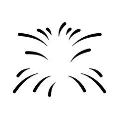 fireworks icon, happy new year vector, isolated on white background with black fill style.