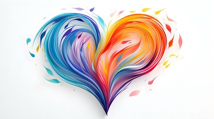 Hand Painted Multicolor Heart on White Background