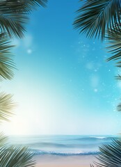 Fototapeta na wymiar Experience Tropical Bliss: Palm Leaves Whispering Secrets of the Beach Generative AI