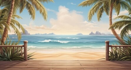 Discover Paradise: Stunning Views of Sandy Beaches Framed by Majestic Palm Trees Generative AI