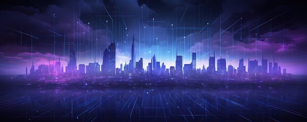 Smart city and abstract digital connect with gradient line, data connection technology concept