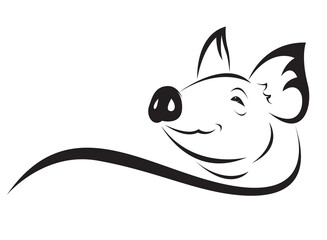 Pig head design isolated on transparent background. Farm animals.