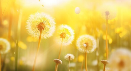 Experience the Unforgettable Beauty of Vibrant Dandelions Amidst a Wildflower Meadow Generative AI