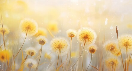 Stunning Vision: A Closer Look at Dandelions & Other Flowers Thriving in Wild Fields Generative AI