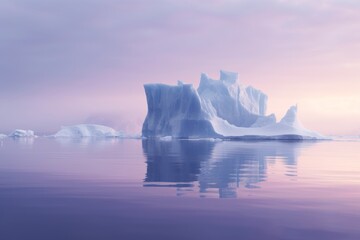 Fototapeta na wymiar Mystical Icebergs at Twilight: Enthralling Dance of Frozen Fog and Reflections Generative AI