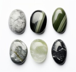 Stunning Exploration: Unveil the Mystique of Four Unique Gray and Green Stones Generative AI