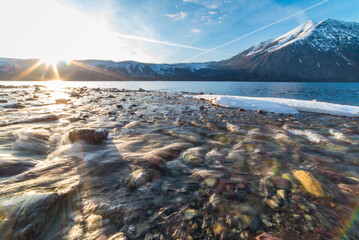 Winter Water Flowing Into Glacier National Park