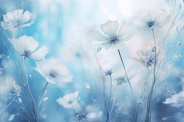Mesmerizing Elegance: Exquisite Capture of Blue & White Florals Generative AI