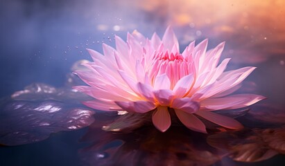 Captivating Glow: The Intriguing Play of Pink Light on a Blooming Flower Generative AI