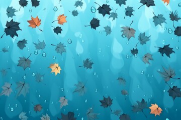 Fototapeta na wymiar Embracing Autumn: Stunning Watercolor Background with Falling Leaves in the Rain Generative AI