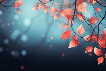 Enchanting Display of Crimson Foliage: An Exquisite Study in Bokeh Photography Generative AI