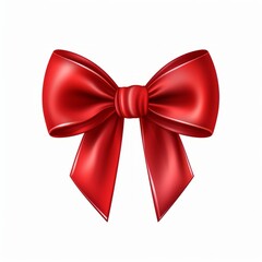 Captivating Red Ribbon and Bow on Pristine White Background Generative AI