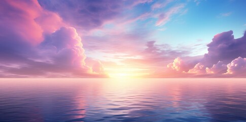 Dawn's Majesty: A Stunning Showcase of Sun, Sea, and Clouds Generative AI - obrazy, fototapety, plakaty
