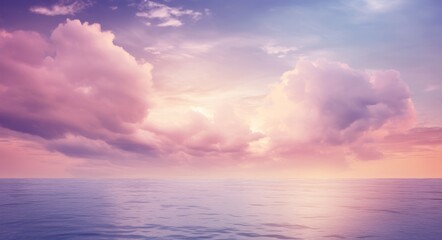 Naklejka na ściany i meble Enchanting Clouds over Ocean at Sunset: A Spectacular Natural Drama Generative AI
