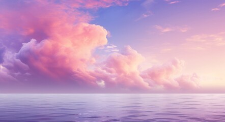 Naklejka na ściany i meble Enthralling View: Spectacular Sunset Over Azure Seas and Wispy Clouds Generative AI