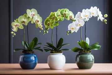Experience the Aesthetic: Trio of Exquisite Orchids - An Epitome of Interior Elegance Generative AI