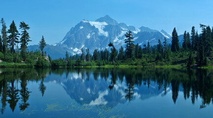 Mt. Shuksan reflected in Picture Lake Mt. Baker-Snoqualmie Nat'l Forest
