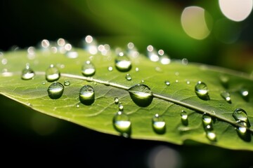 Mesmerizing Dance of Sun-Kissed Droplets on Leaf - Nature's Hidden Beauty Unveiled! Generative AI