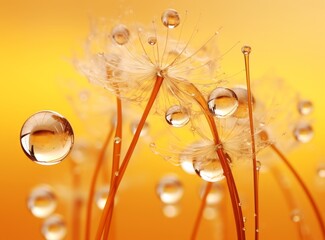 Unveiling Nature's Beauty: Dew-Kissed Dandelion on a Sunlit Morning Generative AI