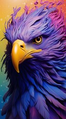 Colorful American eagle on colorful splash. Generative AI